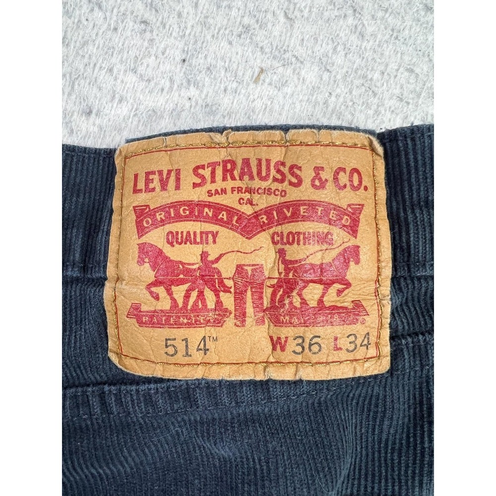 Levis 514 Mens 36x34 Black Corduroy Straight Leg Stretch Pants 00514-0090 - Picture 3 of 16
